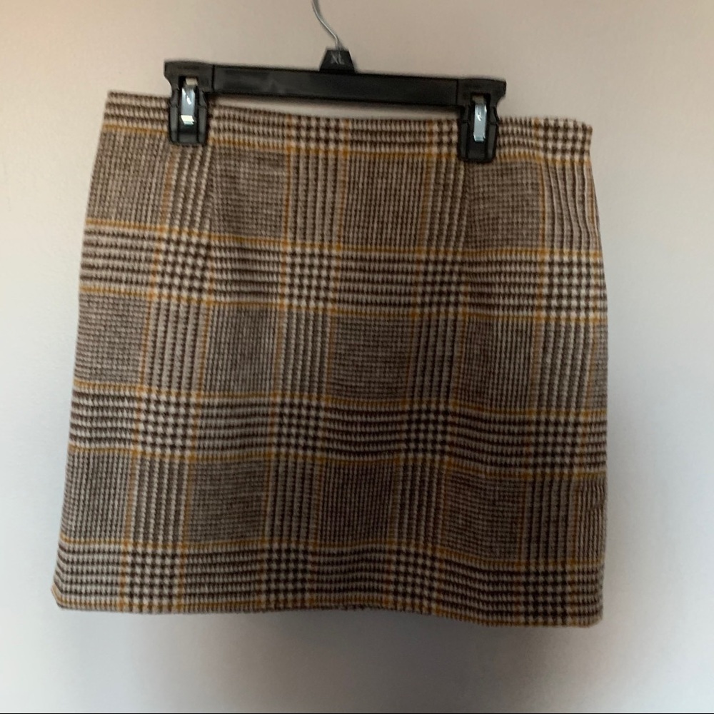 plaid brown mini skirt